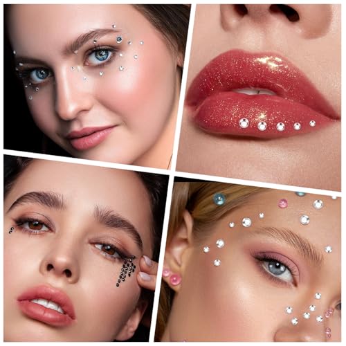 AUUTI 1155pcs Self-Adhesive Rhinestone Stickers - Black and White Acrylic Bling Gems in 4 Sizes for Crafts and Makeup