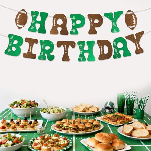 Football Birthday Banner - Pre-Strung Glitter Party Decoration