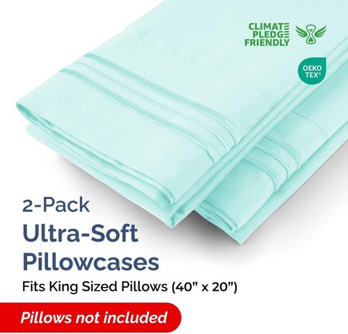 King Pillow Cases by [Brand Name] - Ultra Soft Hotel Quality Covers | Comfy, Wrinkle-Free, Spa Blue - 2 Piece Set