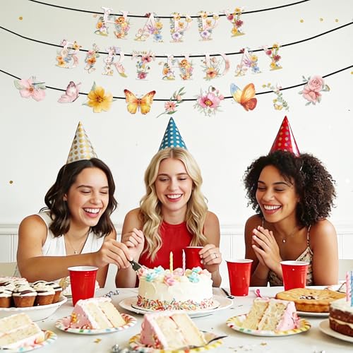 Wildflower Birthday Party Decorations Set - 3 Pre-Strung Banners