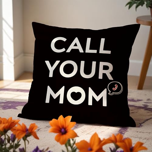 Fuasei Call Your Mom Flannel Pillow Cover - Style 2, 18x18 Decorative Gift