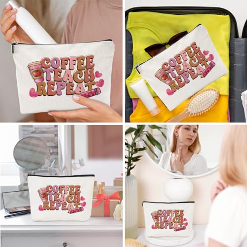 Teacher Appreciation Makeup Bag - Canvas Travel Toiletry Pouch Gift