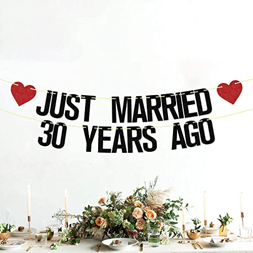 30th Wedding Anniversary Banner Black Red Glitter Party Decor