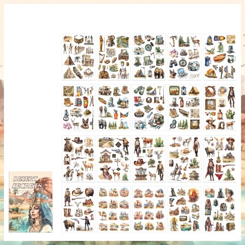 Desert Secrets Egypt Sticker Book | 20 Premium Washi Stickers
