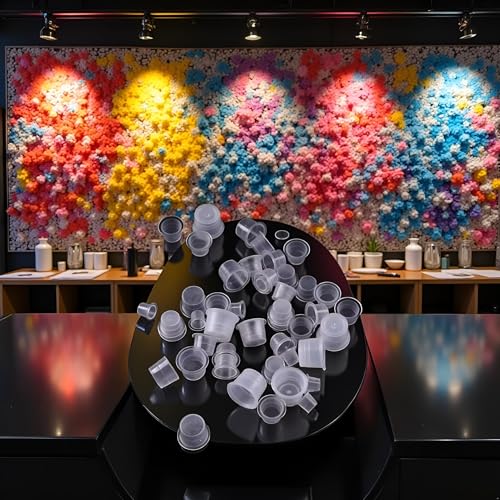 Transparent Plastic Tattoo Ink Caps 100 Pcs Pigment Cups for Microblading
