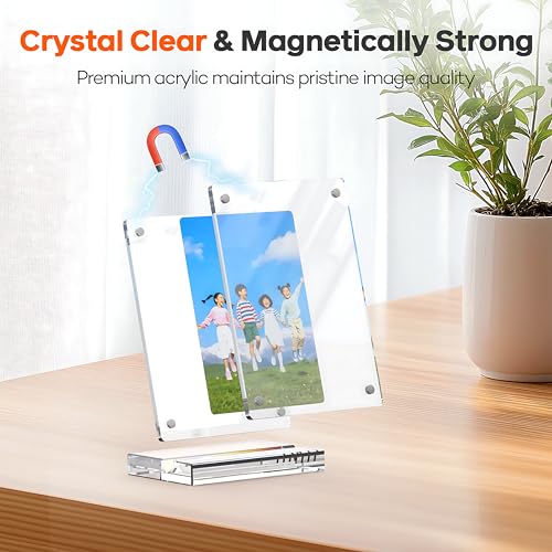 2 Pack Magnetic Acrylic Picture Frames 2.4x3.5 for Desk & Fridge