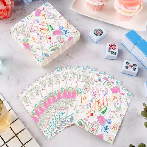 Pink Mahjong Cocktail Napkins - 50 Disposable Party Supplies