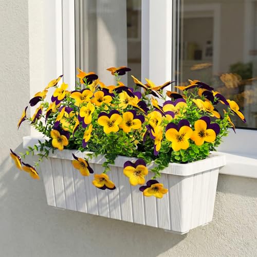 16pcs Artificial Pansy Flowers - UV Resistant Faux Silk Decor