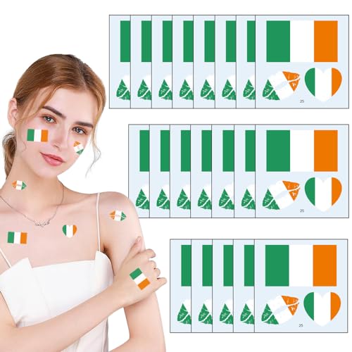 NGUP 24 Sheets Irish Flag Temporary Tattoos for St. Patrick's Day
