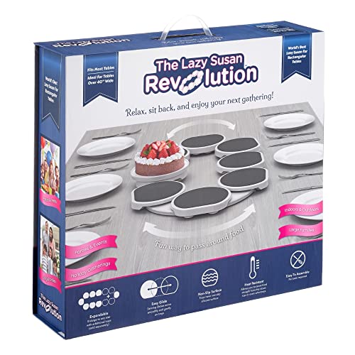 Expandable Lazy Susan Turntable for Rectangular & Oblong Tables - Dark Gray