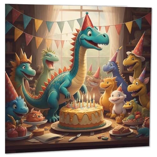 Dinosaur Birthday Card - Premium Eco-Friendly Design 145mm