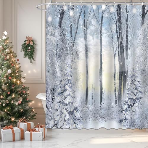 Winter Forest Shower Curtain 71x71 Inch - Waterproof Polyester Bathroom Decor