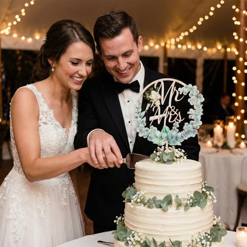 Rustic Mr & Mrs Cake Topper | Elegant Wooden Wedding Decor