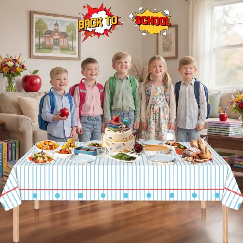 Back to School Tablecloths - 3 Pack Disposable Notebook Design, 108x54 Inch