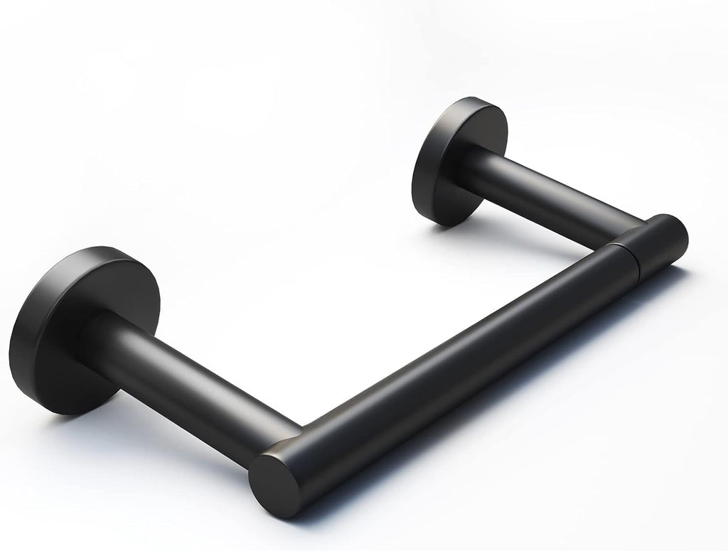 POKIM Matte Black Toilet Paper Holder - Stainless Steel Double Post Design | Fits Jumbo Rolls