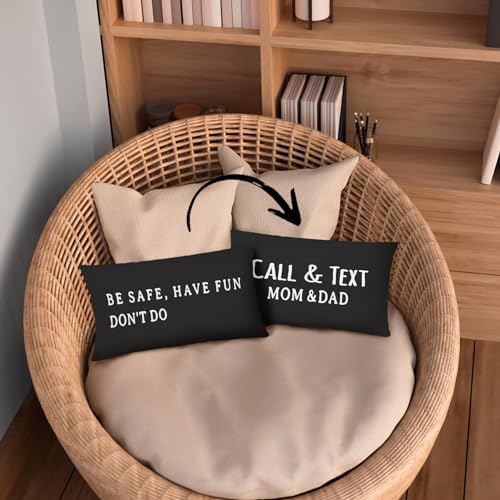 Mingnei Call Your Mom Pillow Cover Black 12x20 Funny Dorm Decor Gift