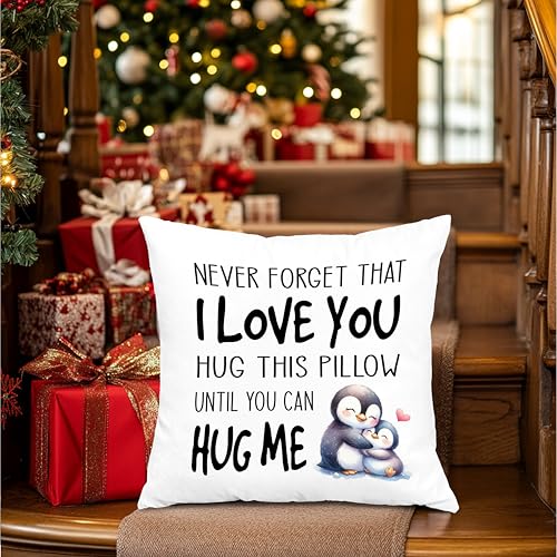 Cute Penguin Hug This Pillow Cover 18x18 - White-10