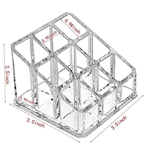 Sooyee 9-Slot Acrylic Lipstick Organizer - Clear Cosmetic Display Case
