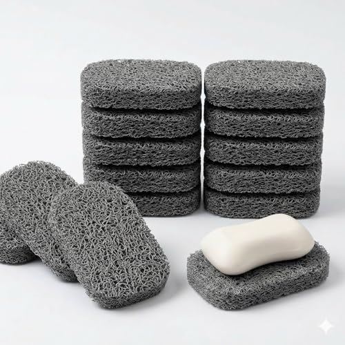 Self-Draining Soap Dish Pads - 10 Pcs Gray PVC Soap Savers