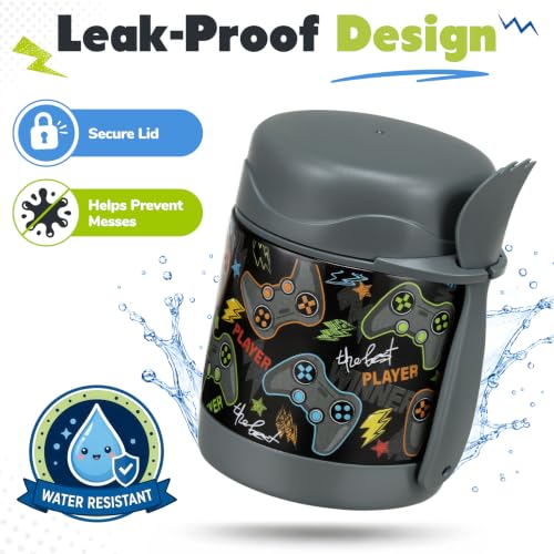 10oz Insulated Lunch Thermo Food Jar for Kids - Black Game Console