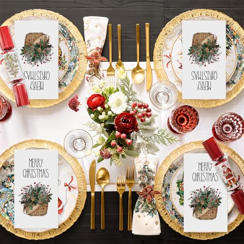 100 Christmas Disposable Paper Napkins Holly Berry Holiday Party Decor
