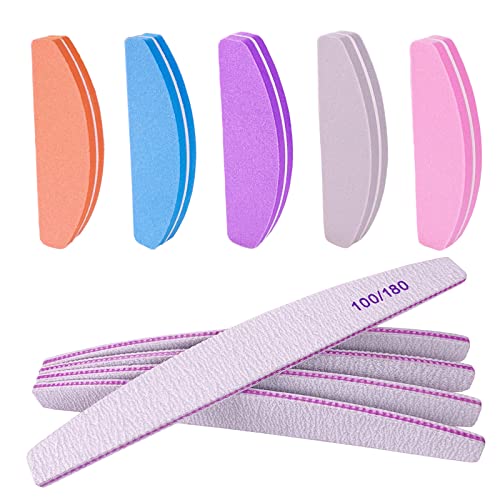 AhaTopia Nail File and Buffer Set, 100/180 Grit 10 Pcs