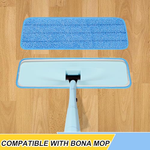 H-Gamely 16.5" Microfiber Mop Pads - 3 Pack Replacement Heads for Bona (Blue)