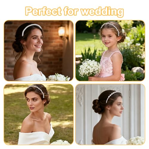Penitue 5pcs Acrylic Pearl Headbands for Women Elegant Hair Accessories