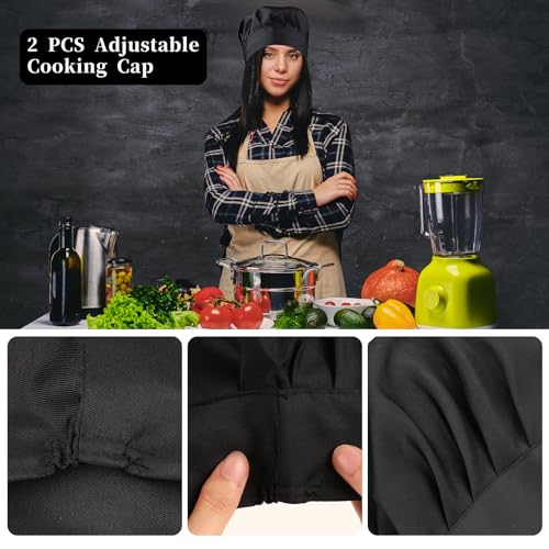 TIESOME 2PCS Adjustable Chef Hats - Reusable Cotton Cooking Caps
