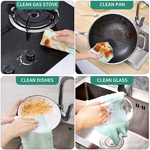 Bessrung Green 20 Pack Microfiber Kitchen Dish Cloths Absorbent & Reusable