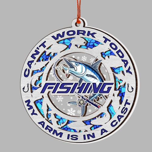 Fishing Christmas Ornament - Suncatcher Fisherman Gift for Tree