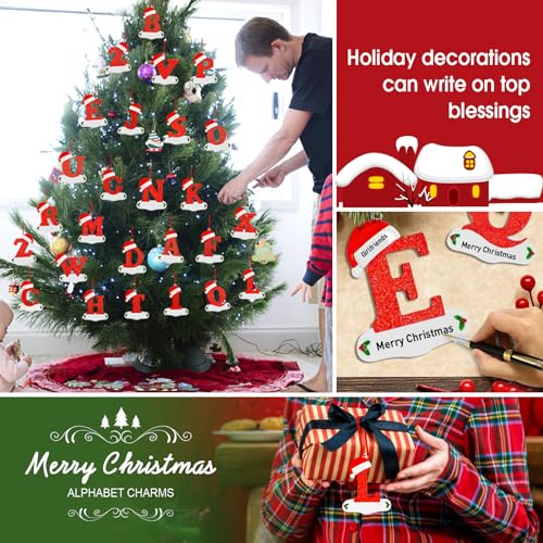 Personalized Acrylic Christmas Letter Ornaments - 3.1in Hanging Decor