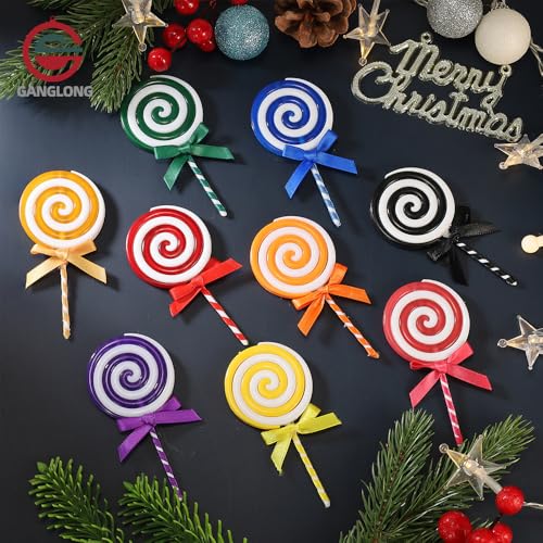 Pink Christmas Candy Cane Decorations - 12 Pack Plastic Hanging Ornaments
