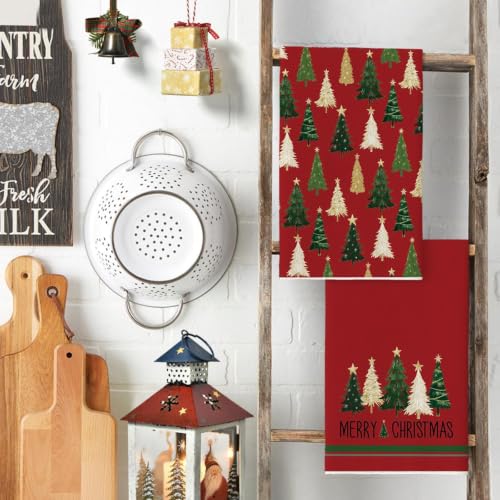 Christmas Kitchen Towels 4 Pack - Microfiber Dishcloths for Holiday Decor
