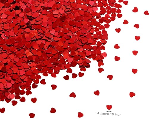 Shapenty 4mm Metallic Heart Confetti Sequins - 10g for Crafts & Party Decor
