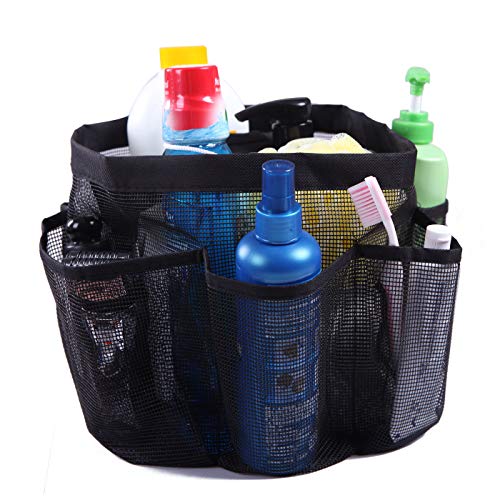 HDE Black Mesh Shower Caddy with 7 Outer Pockets & Handles — Portable Dorm & Travel Tote