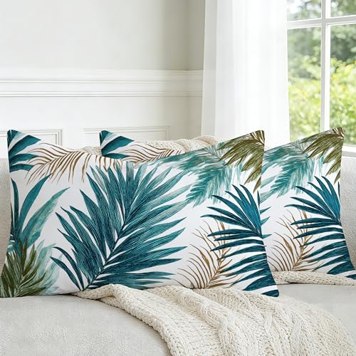 Tropical Lumbar Pillow Covers Set of 2 - 12x20 Inch Velvet