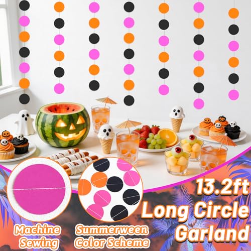 Happy Summerween Banner Set - Pre-Strung Glitter Pink Party Decorations