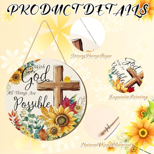 Spring Door Hanger - With God All Things Are Possible Sunflower