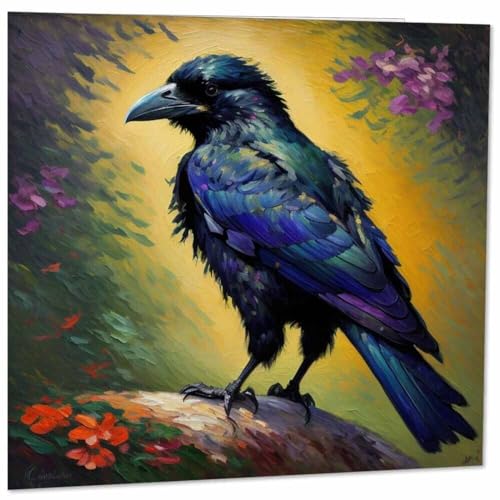Premium Crow Greeting Card - 145mm x 145mm, Eco-Friendly