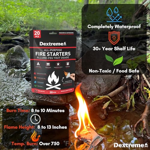Dextreme Quick Instant Fire Starter - Waterproof Firestarter (20 Pcs Bag)
