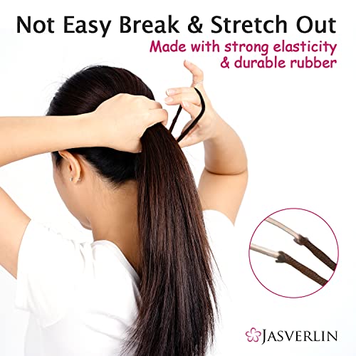 JASVERLIN Dark Brown Hair Elastics 50-Pack No Damage Ponytail Holders