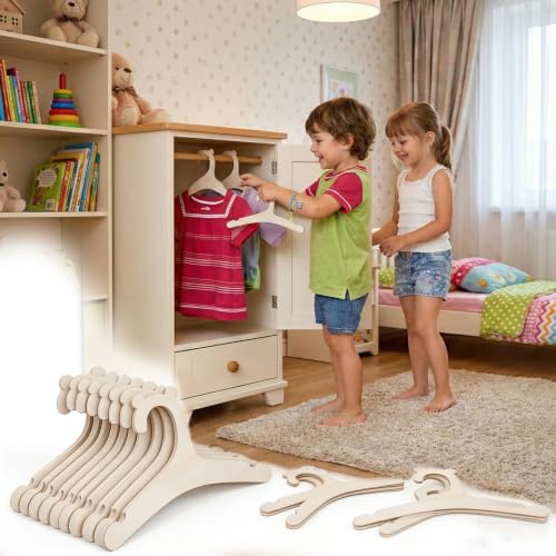 Wooden Baby Clothes Hangers with Bear Ears Design - 20 Pack