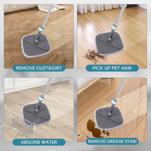 Microfiber Mop Pads for True & Tidy Spin Mop - 9" Square Refill, 4 Pack