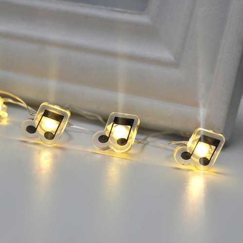 GUOCHENG 16FT 50LEDs Music Note String Lights, Music Stave Fairy Light 3AA Batteries Operated Decorative Light Strings, Musical Starry Lights for Indoor Outdoor(1 Pack)
