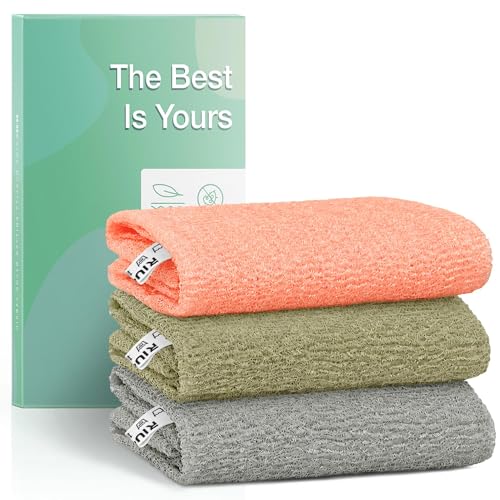 Exfoliating Washcloth 3 Pack - Lightweight Nylon Body Scrubber