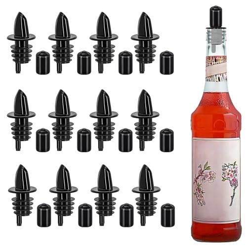 12 Pack Plastic Bottle Pourers with Dust Caps for Oil & Syrup
