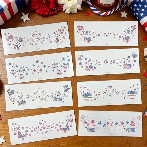 4th of July Temporary Freckle Tattoos Red White and Blue Patriotic Face Stickers