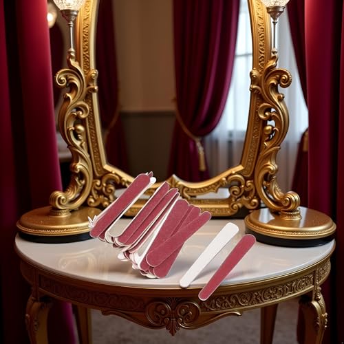 Zhuluck 50Pcs Red Mini Nail Files Disposable Double Sided Emery Boards
