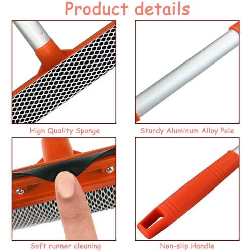 Bunliuys 2-in-1 Window Squeegee with 20" Retractable Pole